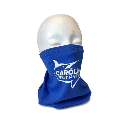 Cooling Neck Gaiter in Blue with White Carolina First Mate Logo